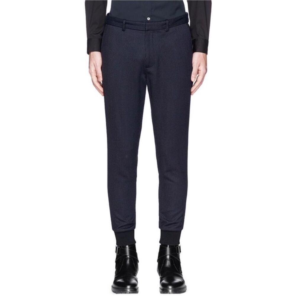 THEORY Packor Corvus Wool Blend Jogger Pants Blue Pinstripe Size 34